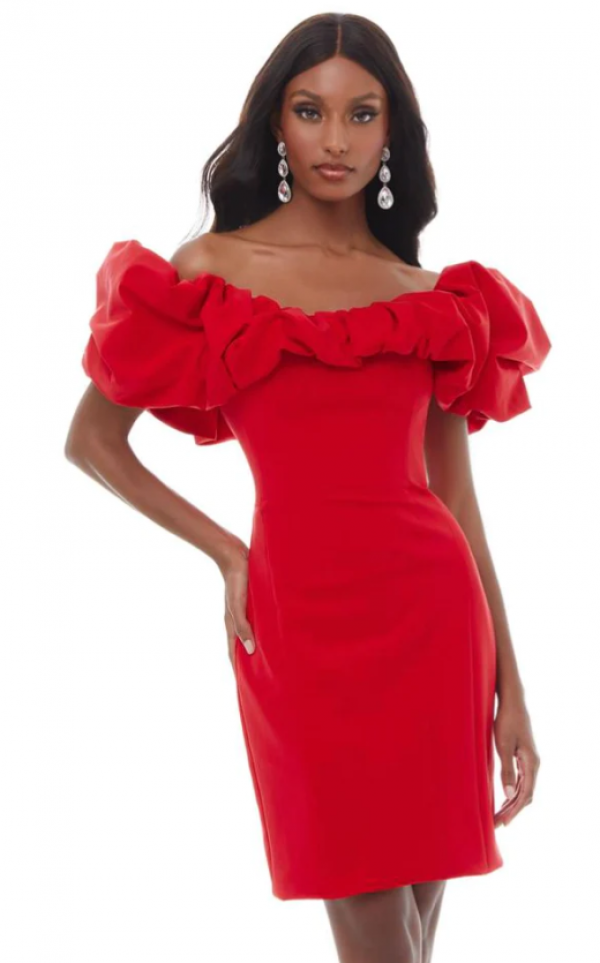 Dress off shoulder dengan tampilan ruffle